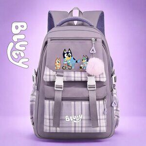 Bluey Backpack Large Shoulder Bag Student travel Waterproof | Purple